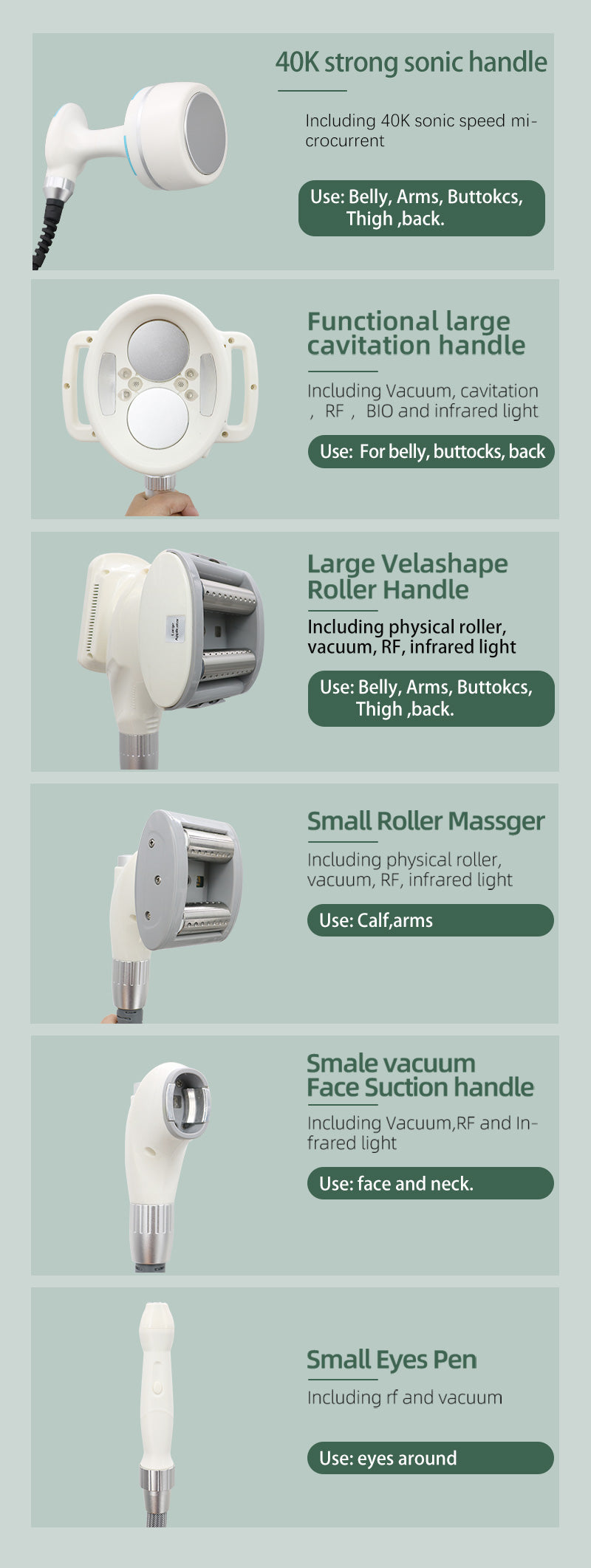 6 handles vacuum roller whole body slimming machine