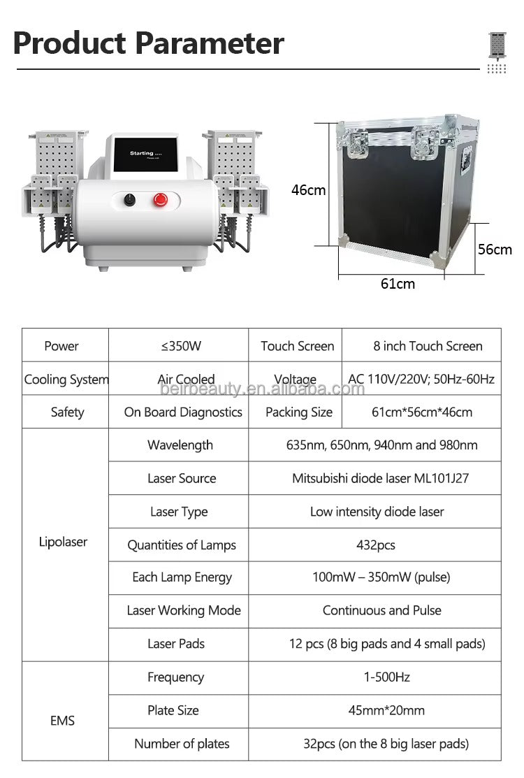 6D Lipolaser Technology Combined with EMS for Non-Invasive Body Contouring and Cellulite Reduction Slimming Machine