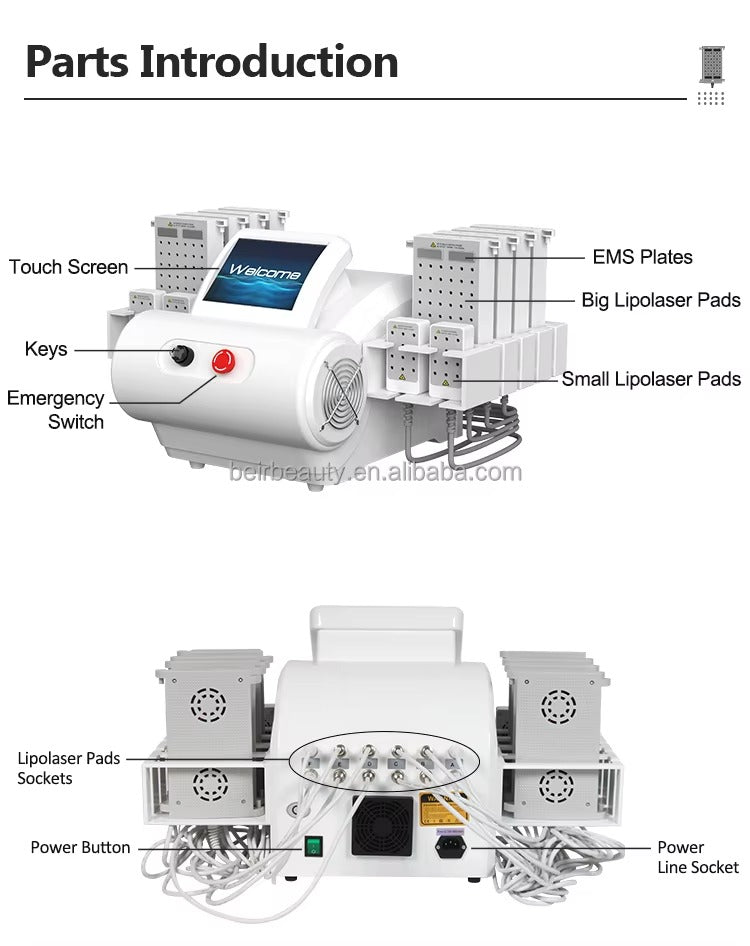 6D Lipolaser Technology Combined with EMS for Non-Invasive Body Contouring and Cellulite Reduction Slimming Machine