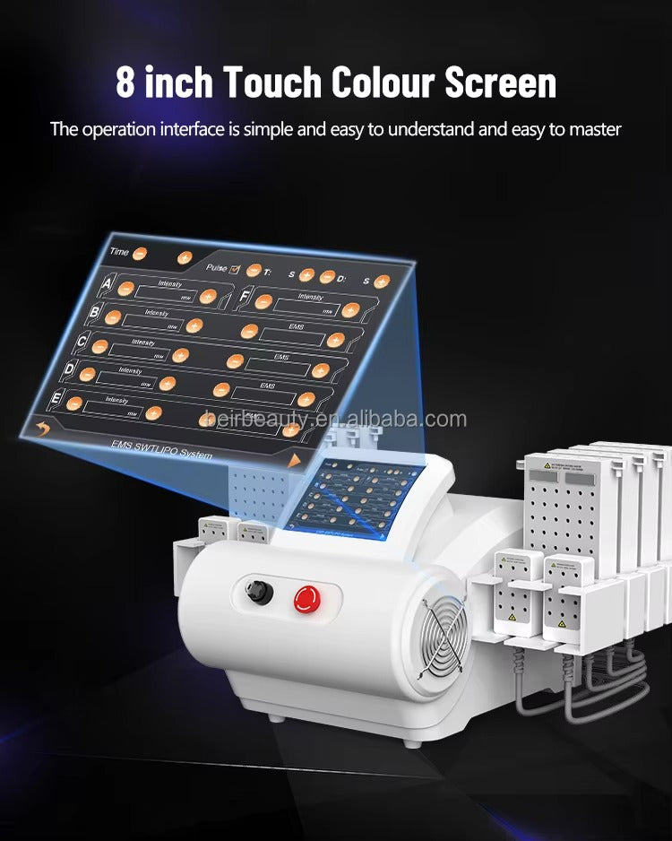 6D Lipolaser Technology Combined with EMS for Non-Invasive Body Contouring and Cellulite Reduction Slimming Machine