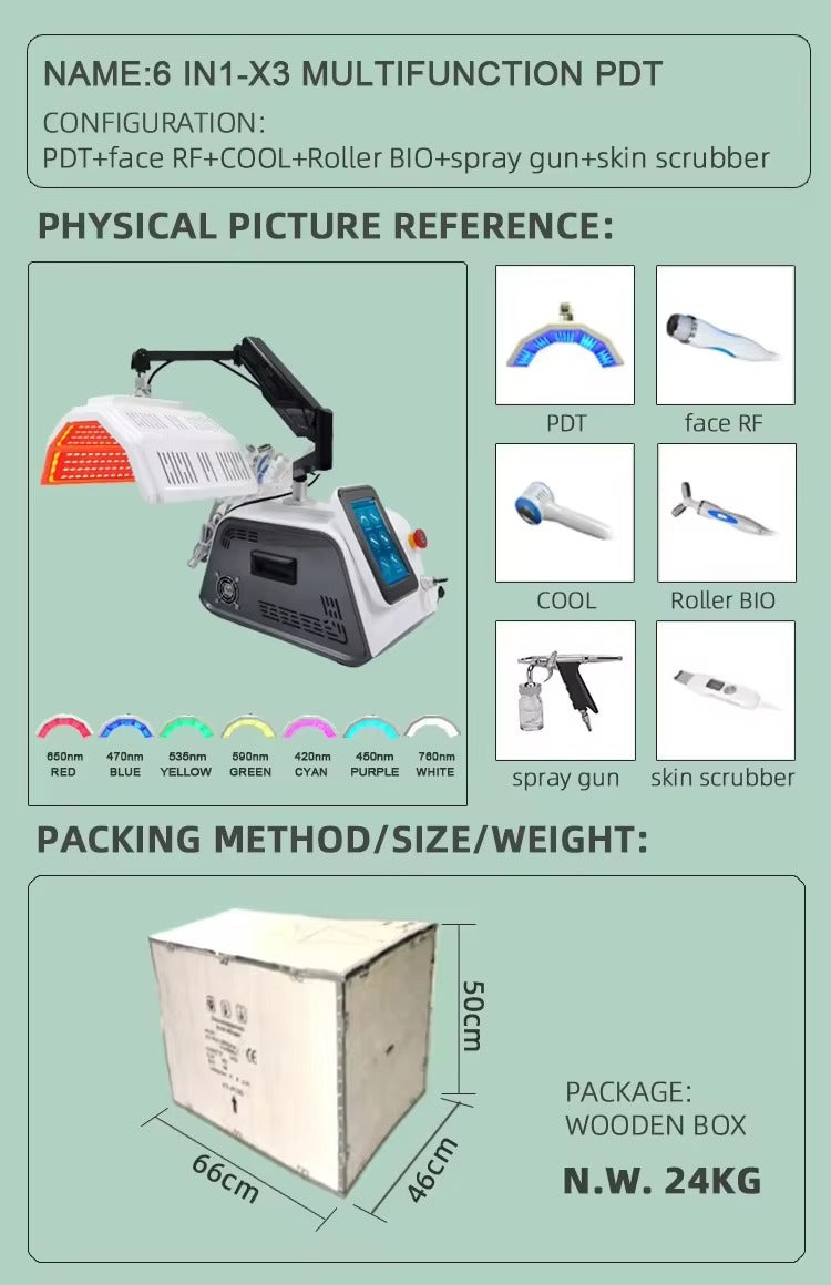 5 In 1 Desktop Full Body 7 Colors Acne Removal Skin Rejuvenation PDT Led Red Light Therapy Machine PDT Phototherapy Instrument