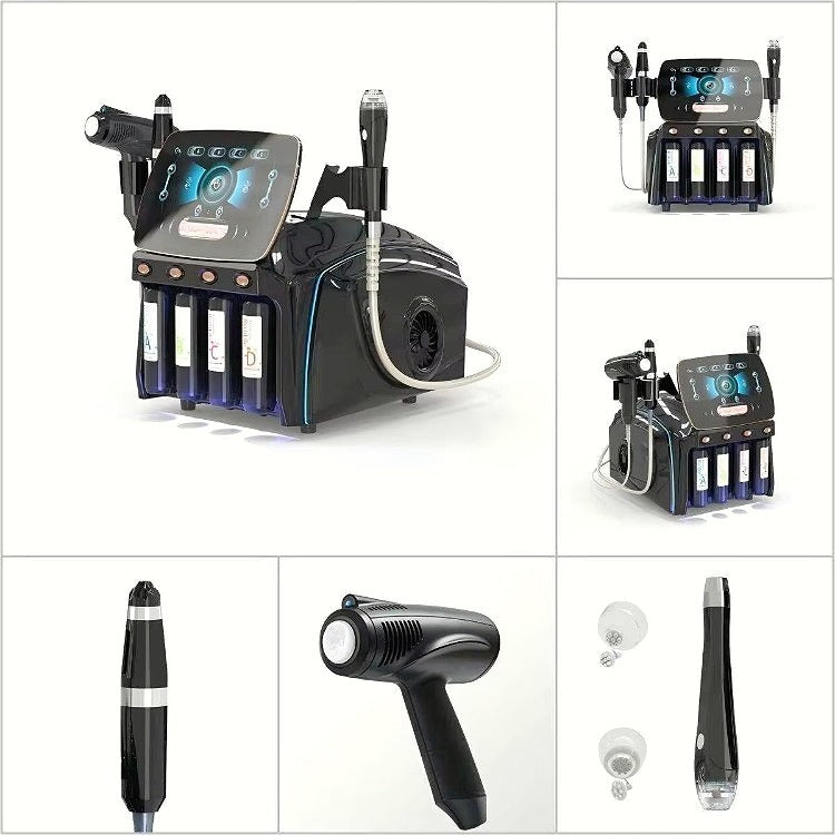 Newest Derma Clensing Nine-hole Silicone Tip Facial Bubble Machine Jet Peel Non-invasive Injection 3In1 Skin Beauty Machine