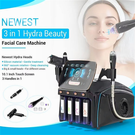 Newest Derma Clensing Nine-hole Silicone Tip Facial Bubble Machine Jet Peel Non-invasive Injection 3In1 Skin Beauty Machine