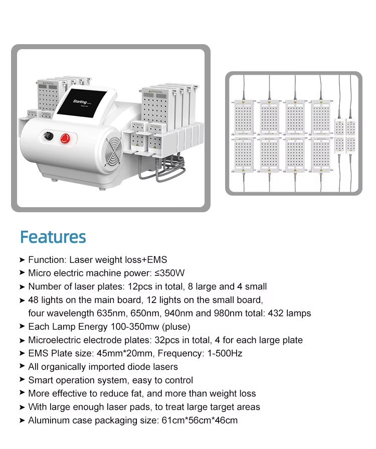 6D Lipolaser Technology Combined with EMS for Non-Invasive Body Contouring and Cellulite Reduction Slimming Machine