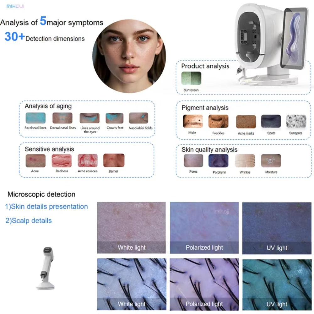 Skin and Hair Analyzers Professional 3D Skin Scanner Magic Mirror Facial Analyzer Portable Face Monitor Skin Care Detector