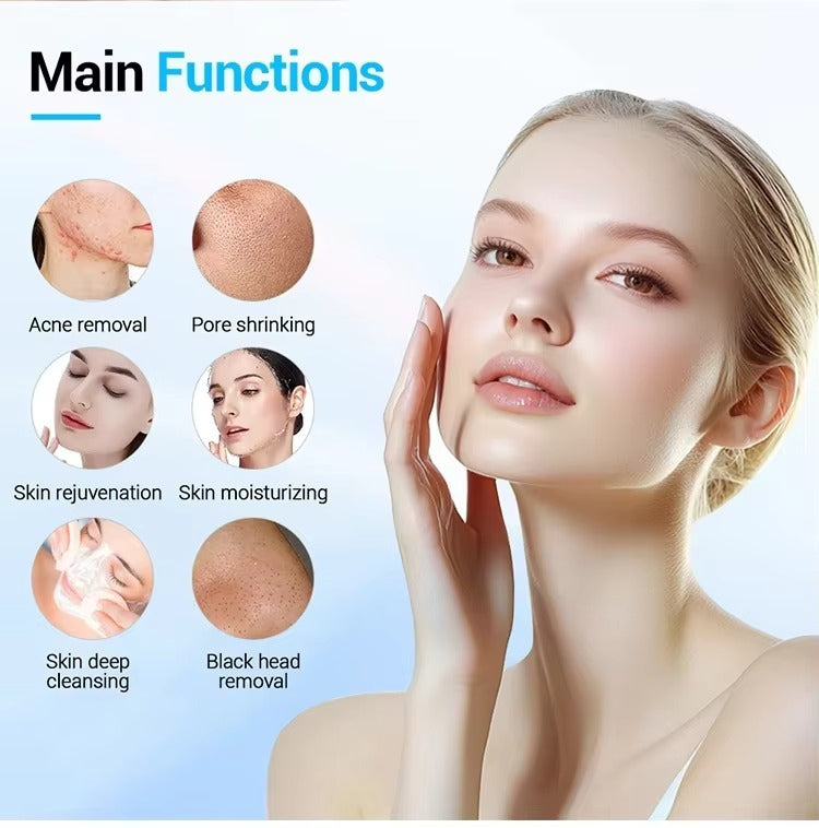 Newest Derma Clensing Nine-hole Silicone Tip Facial Bubble Machine Jet Peel Non-invasive Injection 3In1 Skin Beauty Machine