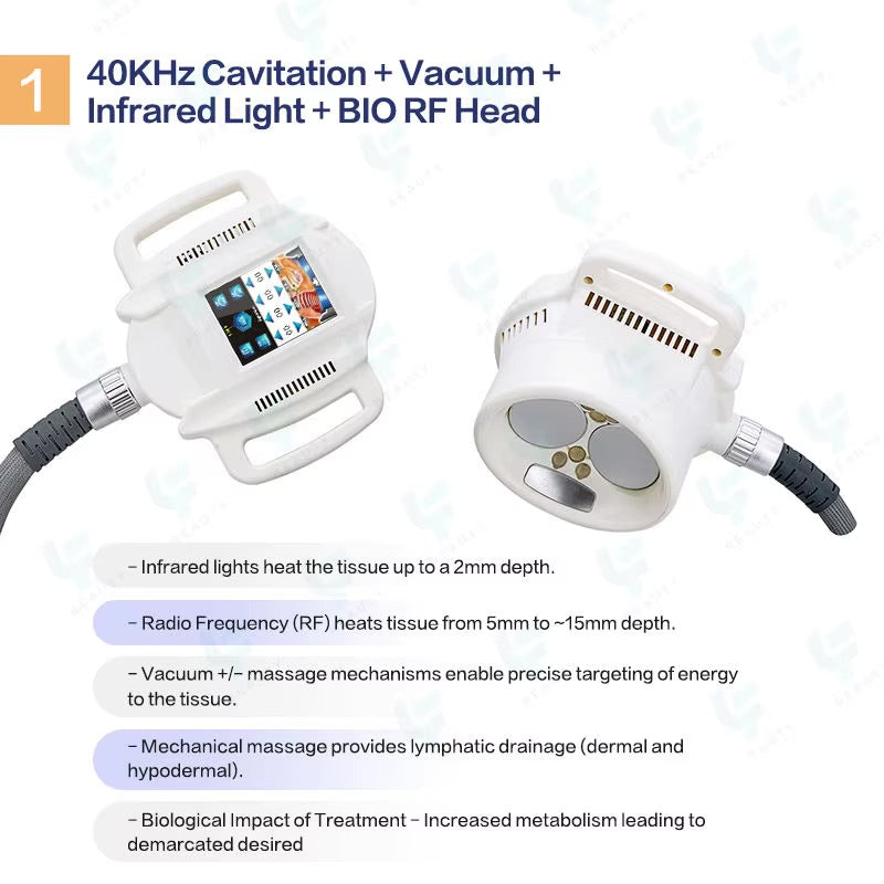 Portable 5 in1 Fat Reduction Skin Tightening 40K Cavitation Vacuum Roller-RF Vela Body Sculpting Slimming Shape Machine