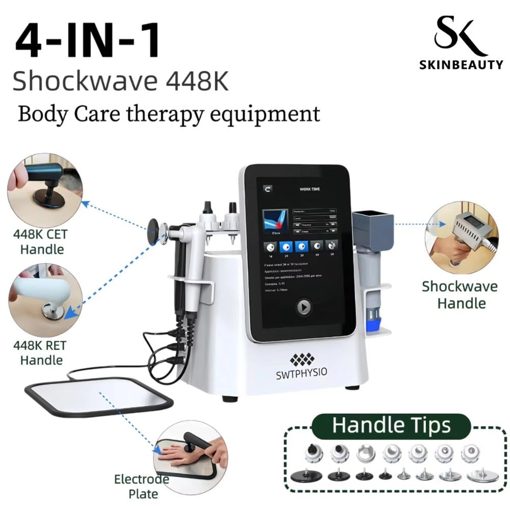 2 in 1 Eswt Cet Ret Pain Relief Shockwave Therapy Tecar Wave Therapy Radial Shcokwave Machine for Body&Face Lose Weight Salonuse