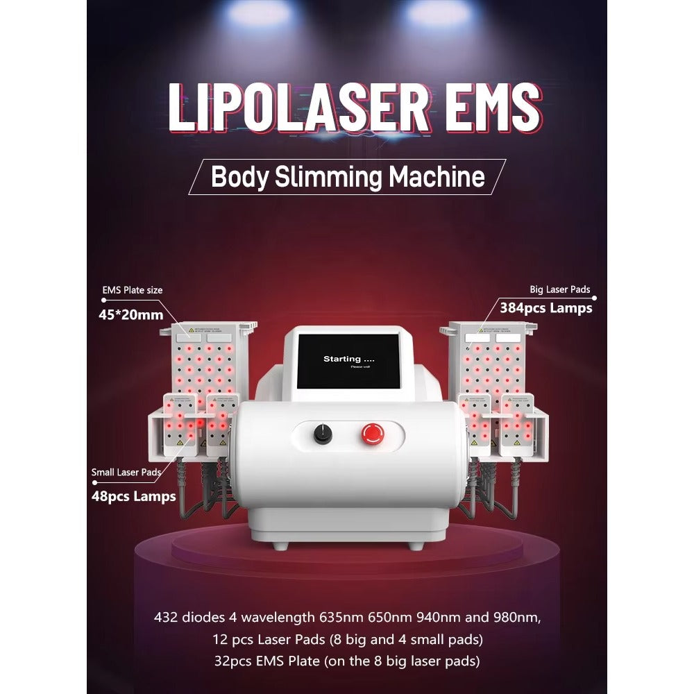 6D Lipolaser Technology Combined with EMS for Non-Invasive Body Contouring and Cellulite Reduction Slimming Machine