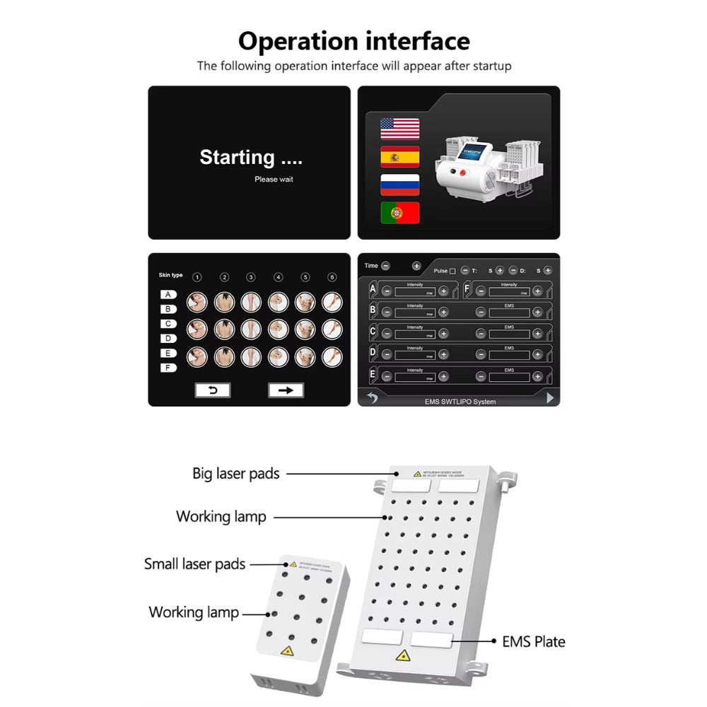 6D Lipolaser Technology Combined with EMS for Non-Invasive Body Contouring and Cellulite Reduction Slimming Machine