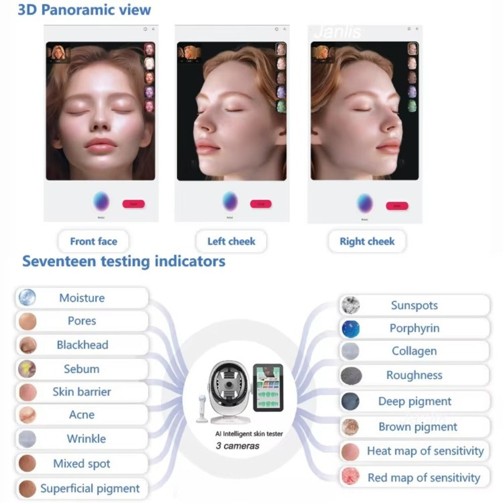 Skin and Hair Analyzers Professional 3D Skin Scanner Magic Mirror Facial Analyzer Portable Face Monitor Skin Care Detector