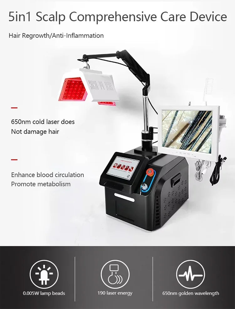 Tratamiento eléctrico multifuncional 650nm de luz roja para el crecimiento del cabello, anticaída, máquina para el crecimiento capilar, masaje para el cuidado del cuero cabelludo, crecimiento del cabello