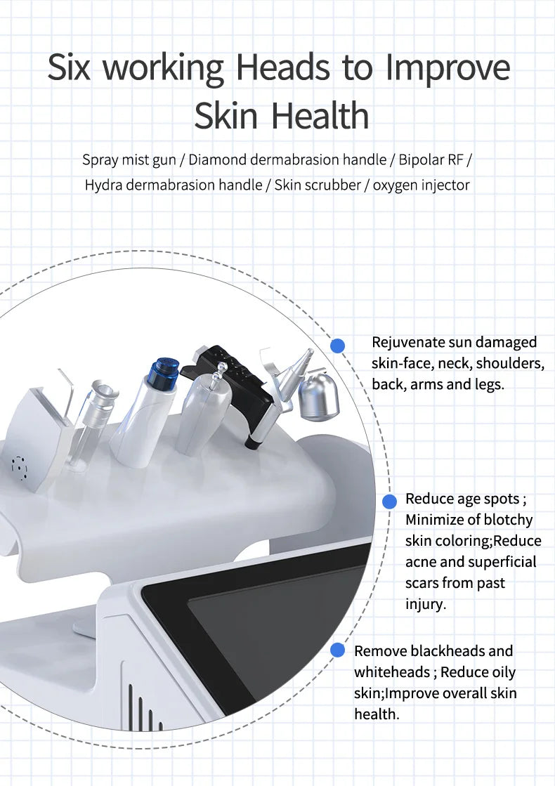 6 in 1 Microdermabrasion Aqua Peel Deep Cleaning Skin Tightening Portable Hydro Water Facial Jet Machine Hydrofacials Machine