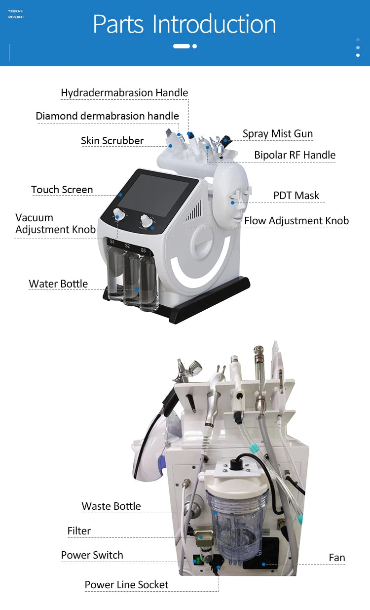 6 in 1 Microdermabrasion Aqua Peel Deep Cleaning Skin Tightening Portable Hydro Water Facial Jet Machine Hydrofacials Machine