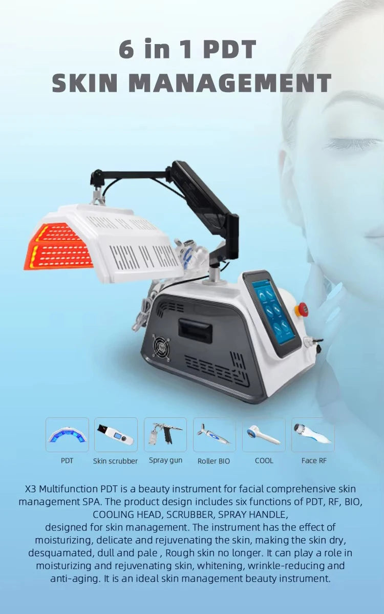 Multifunctional Beauty Skin Care Rejuvenation Anti-aging 7-Color PDT LED Light Facial Lifting Machine