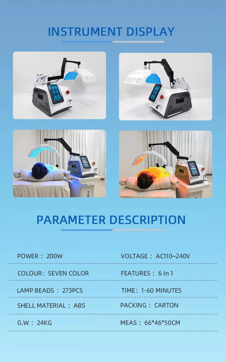 Multifunctional Beauty Skin Care Rejuvenation Anti-aging 7-Color PDT LED Light Facial Lifting Machine