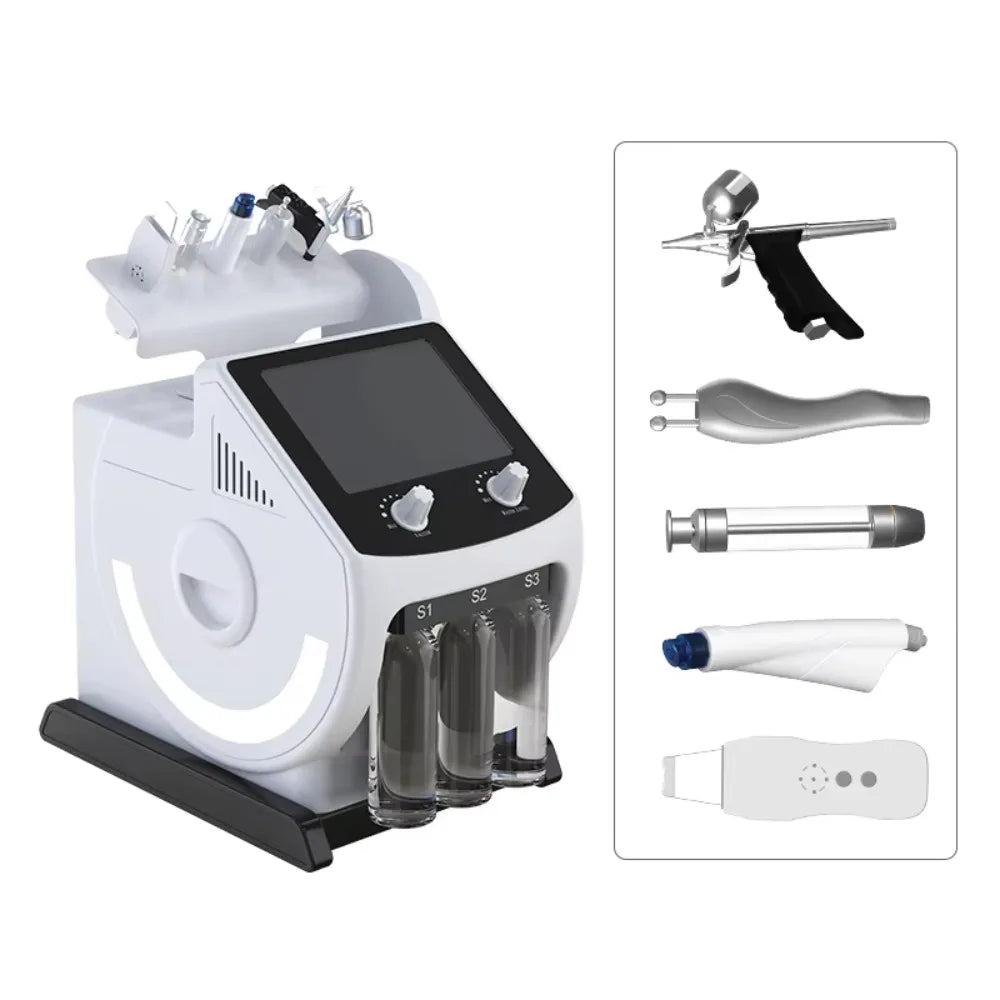 Skin Deep Cleaning 6 in 1 Oxygen Jet Small Bubble Hydrodermobrasion Hydra Skin Care Water Oxygen Jet Peel Machine With Led Mask